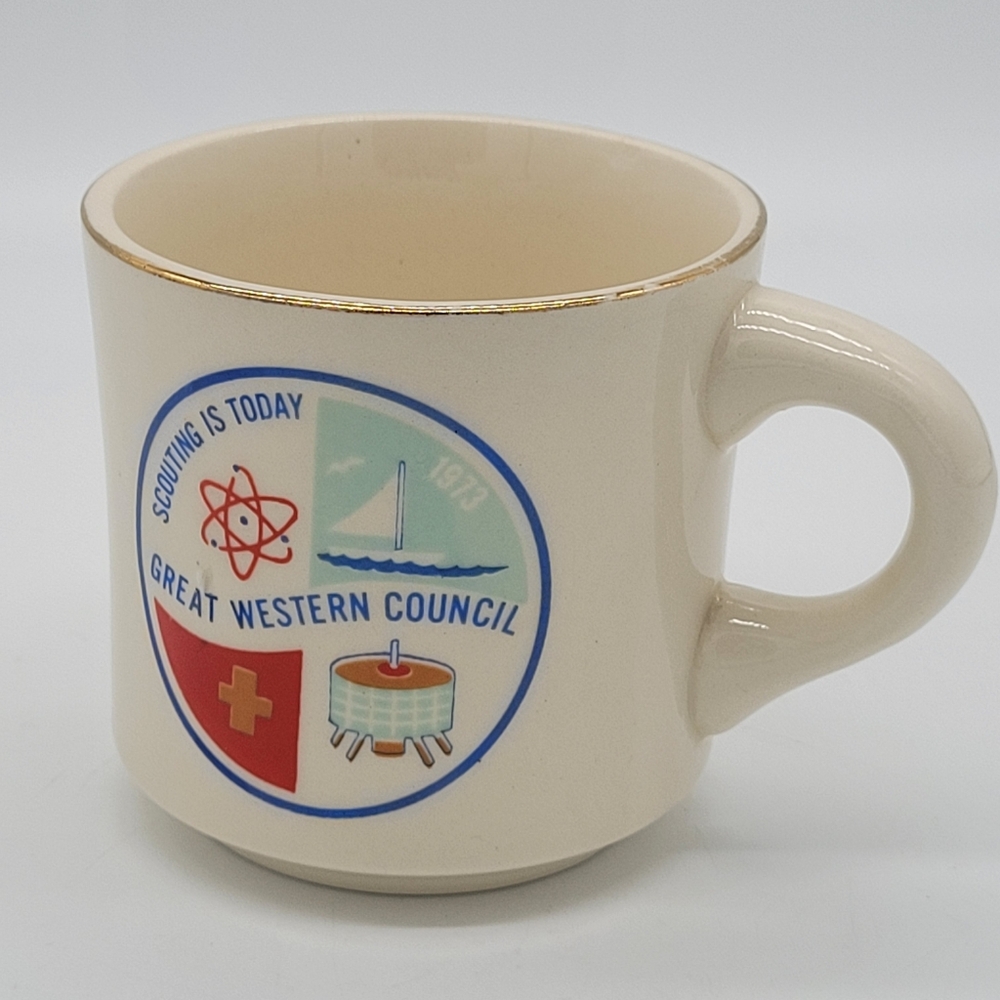 Vintage 1973 GREAT WESTERN COUNCIL Boy Scout Coffee teaMug Scouting Is Today BSA